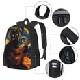 thumbnail image 2 of Xecao Nuit Étoilée Chat Guitariste pour Sac à Dos pour École Voyage Randonnée avec Sangles Réglables Grande Capacité et Poches Latérales en Maille, 2 of 6