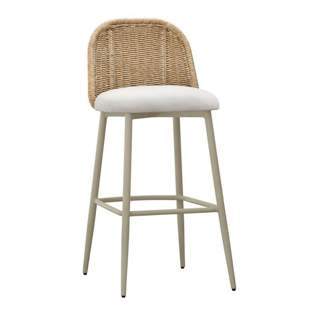 Pemberly Row Handmade Modern / Contemporary Cream Outdoor Barstool