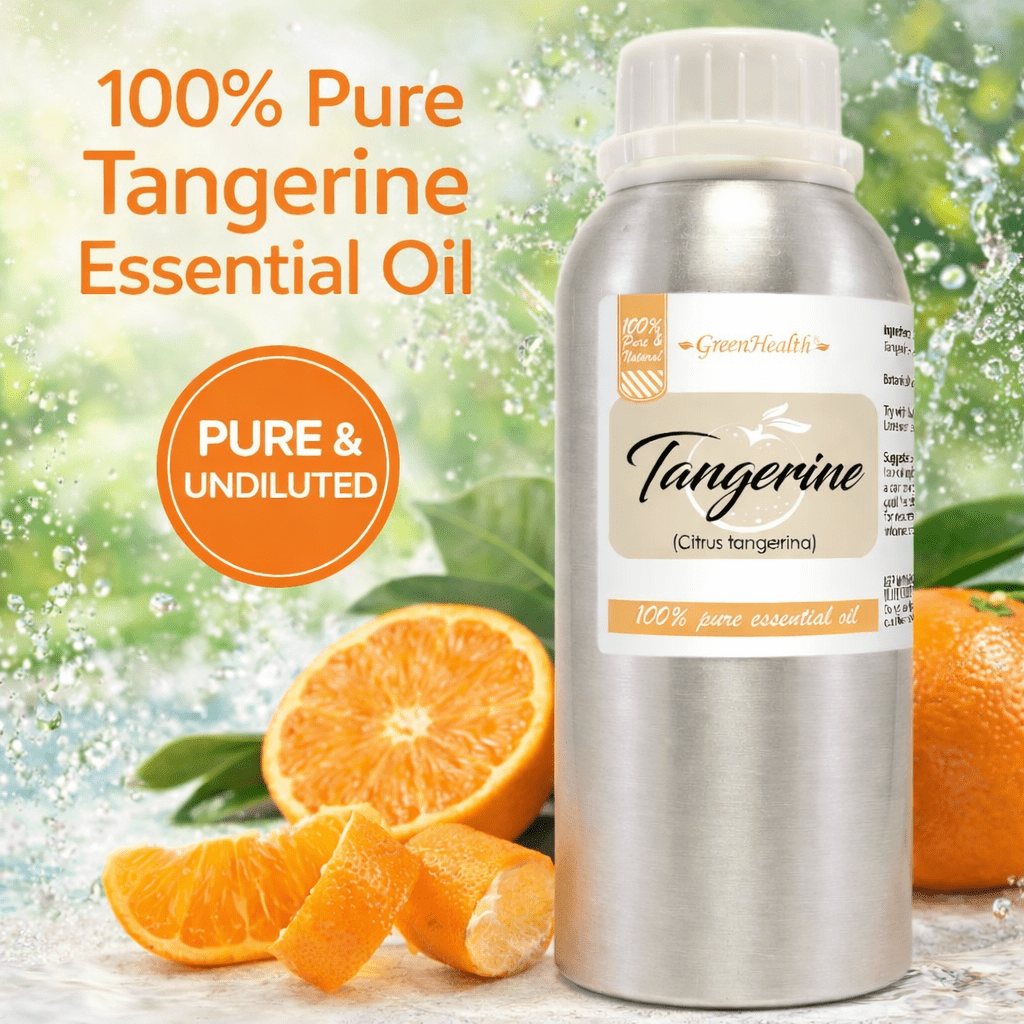 GreenHealth Tangerine Essential Oil – 8 fl oz (237 mL) – 100% Pure & Undiluted – Aluminum Bottle with Locking Cap – Premium Citrus Oil for Diffuser, Candle Making, Soap, Aromatherapy & DIY