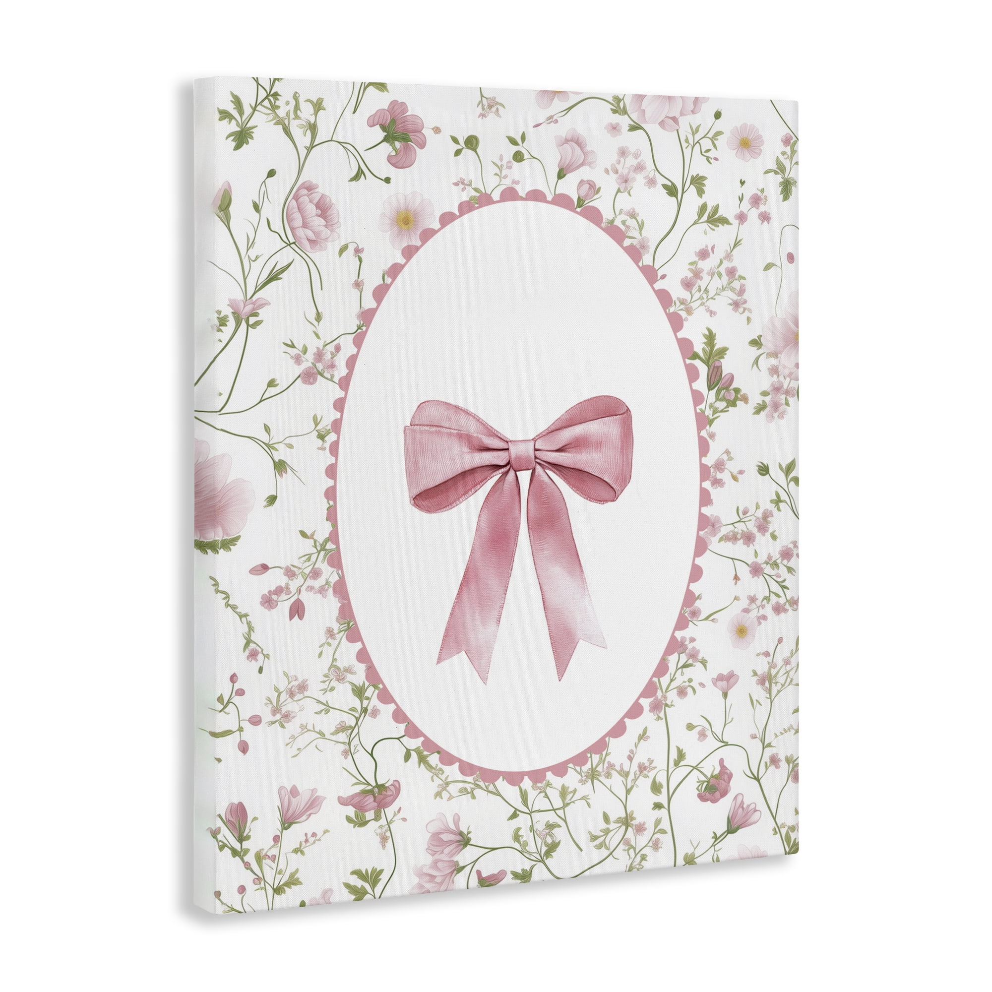 Delicate Florals & Bow Canvas Wall Art, design by Christine Simpson Art