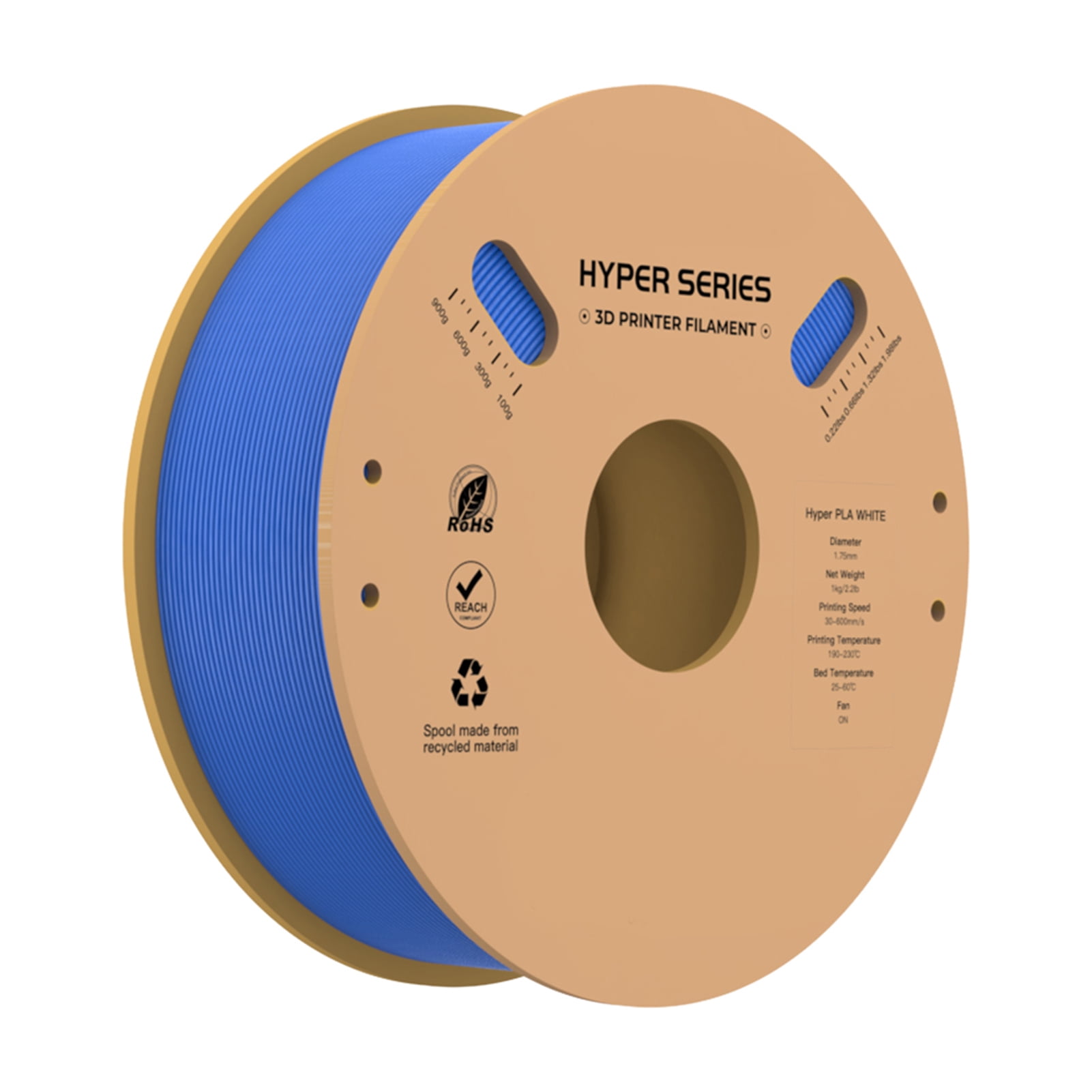 Ender-3  Hyper PLA  Filament 1.75mm High Fluidity High Speed 3D Printing Material Stable Extrusion Spool Dimensional 1KG2.2lb Accuracy +/-0.03mm Standard 1 Roll - Grey