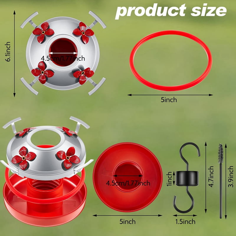 4X Hummingbird Feeder Bottom Base Replacement Parts Set Plastic Outdoors Hummingbird Feeder Bottom Moat Hook Brushes
