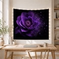 thumbnail image 5 of Purple Rose in Full Bloom with Disintegrating Petals Against Black Background Moody Fantasy for Art Lovers Dark Floral Wall Art Housewarming Gift Tapestry Wall Hanging for Bedroom and Living Room, 5 of 7