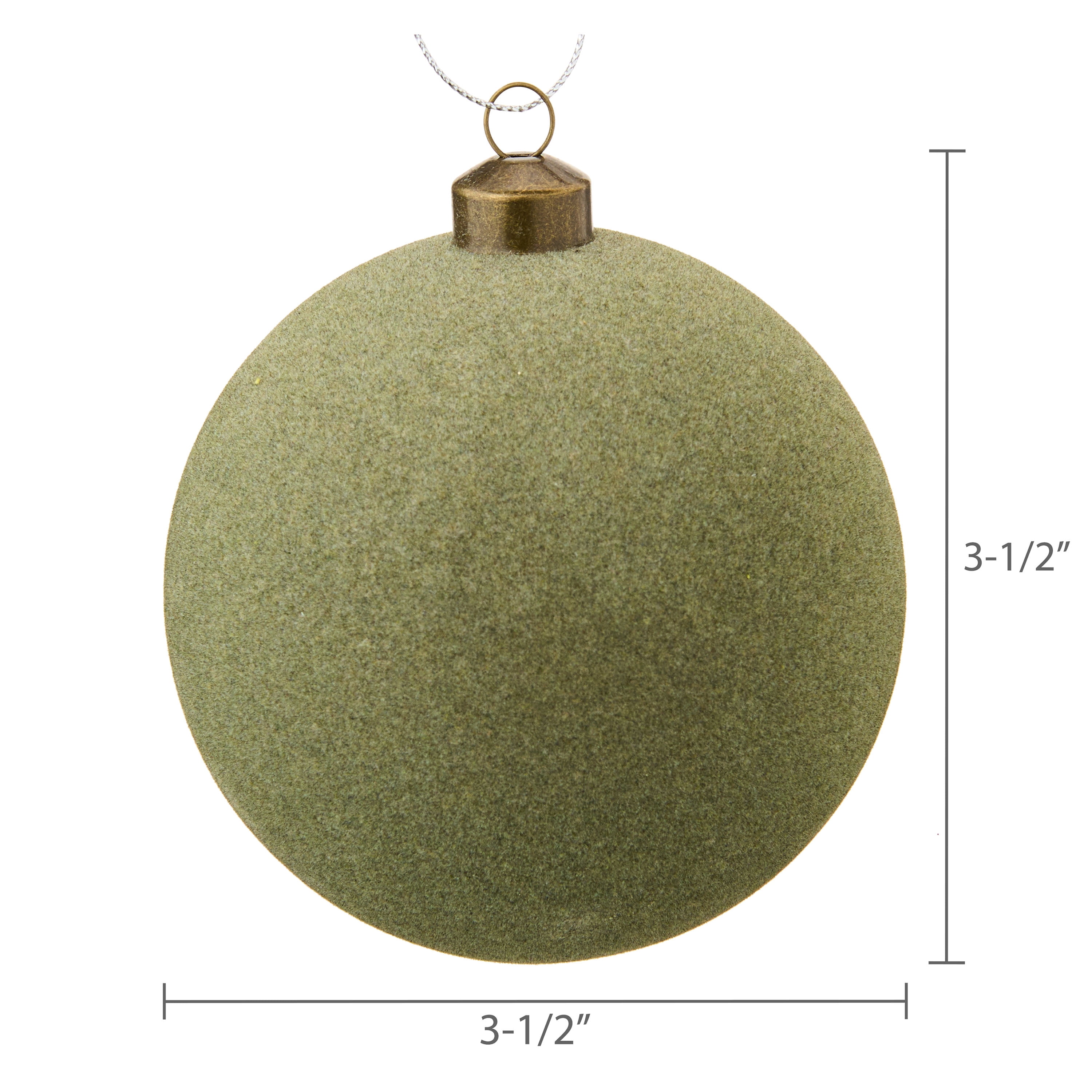 4 Count Sage Green Velvet-Feel Shatterproof Ball Christmas Ornaments, by Holiday Time