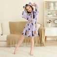 thumbnail image 3 of FORMRS Niños Bathrobe Unisex Hooded Robe Soft Plush Pajamas Sleepwear, Size 7-9T, Light Purple Halloween Black Cat, 3 of 7