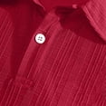 thumbnail image 5 of Polo Shirt for Men Textured Vertical Ribbed Knit Short Sleeve Casual Stylish Collared Summer Solid Color Tee, #01 Red, 3XL, 5 of 5