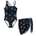thumbnail image 3 of Xoenoiee Dog Paw Print Girls Swimsuits Adjustable Strap One Piece Bathing Suits with Cover Up Skirt, Quick Dry Hawaiian Swimwear for Teens Kids, 15-16 Years, 3 of 7