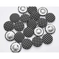 thumbnail image 4 of IBA Indianbeautifulart Black 25 Mm Fleur_de_lis Damask Printed Canvas Fabric Buttons Round 2 Hole&nbsp;Decorative Buttons For Sewing Crafting Pack Of 50, 4 of 7