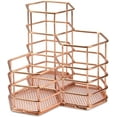 thumbnail image 1 of Portavasos hexagonal de metal Zhivalor organizador de brochas de maquillaje oro rosa, 1 of 7