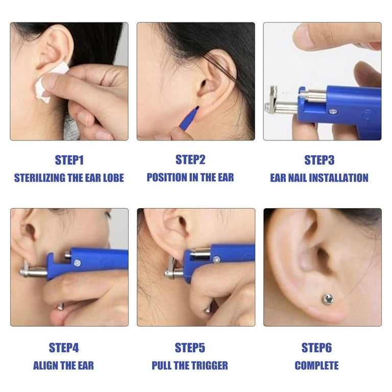 Ear Piercing Kit, Professional Stainless Steel Nose Navel Piercing Gun Body  Piercing Tool Kit With 98 Pcs Ear Studs