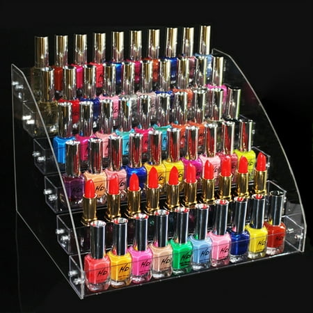 Nail Polish Organizer Box 2/3/4/5/6/7 Tier Nail Polish Rack Organizer, Acrylic Clear Makeup Display Stand Rack Organizer - Hold 20-70 Bottles ()