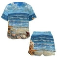 thumbnail image 3 of Beach Seashell Starfish Women's Ruffle Short Sleeve Tops And Shorts Cute Peeps Bunny Pajamas Sets, 3 of 7