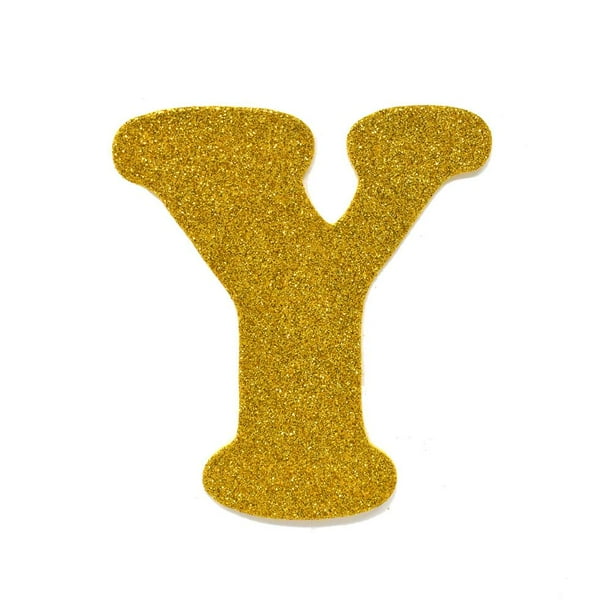 EVA Glitter Foam Letter Cut Out "Y", Gold, 41/2Inch, 12Count