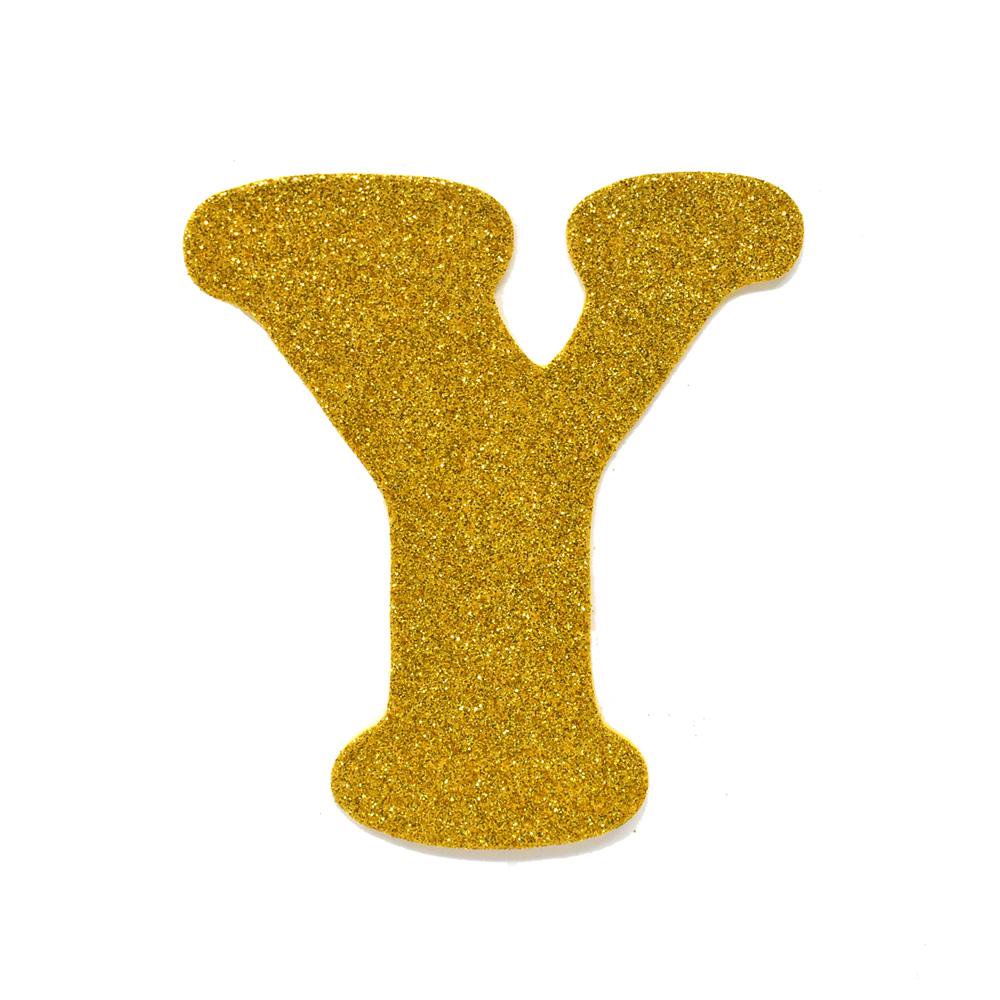 eva glitter foam letter cut out y gold 4 12 inch 12 count