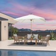 thumbnail image 2 of PURPLE LEAF 6' x 9' Patio Umbrella with Base Market Umbrella Rectangular Outdoor Umbrella with Push Button Tilt & Crank and 8 Ribs Aluminum Table Umbrella for Pool Backyard Beach, Taupe, 2 of 7
