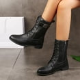 thumbnail image 4 of dmqupv Knee High Combat Boots for Women Wide Calf Boots Boots Shoes Zipper Knee High Boots for Women Wide Calf Size 6 Black 7, 4 of 5