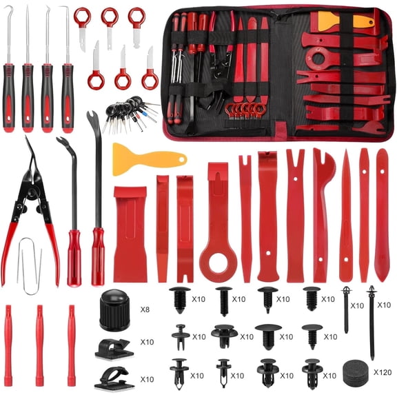 330PCS Trim Removal Tool Kit, Car Panel Removal Tool Set with Clip Pliers, Fastener Remover, Auto Trim Pry Tools, Dashboard Door Audio Removal Tools, Push Retainer Clips with Storage Bag