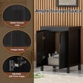 thumbnail image 3 of UEV 24" Black Bathroom Vanity with Sink Combo,Modern Vanity with Vessel Sink,Stylish Bathroom Vanity Cabinet,Grooved Doors & Metal Handles,Modern Bronze Round Bowl Tempered Glass Vessel Sink, 3 of 7