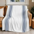 thumbnail image 4 of Blue White Farmhouses Stripes Throw Blankets, Modern Minimalist Soft Fleece Blanket Decorative for Home Sofa Couch Chair Living Bedroom, 50x60 inches,, 4 of 8