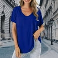 thumbnail image 2 of Yubnlvae Ladies' Casual Pocket Short Sleeve T-Shirt, Ladies' Fashionable Casual Solid Color Plus Pocket Short Sleeved T Shirtclearance! Solid, Round Neck, Blue, Xl, 2 of 4