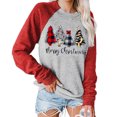 thumbnail image 2 of Sudadera con capucha para mujer, estampado navideño, Color empalmado, cuello redondo, manga larga, para uso diario, manga roja, XXL, 2 of 5