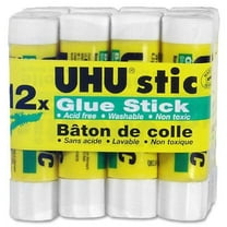 UHU Stic Permanent Clear Application Glue Stick Acid-Free White/Clear, 0.29 oz, 12 Count