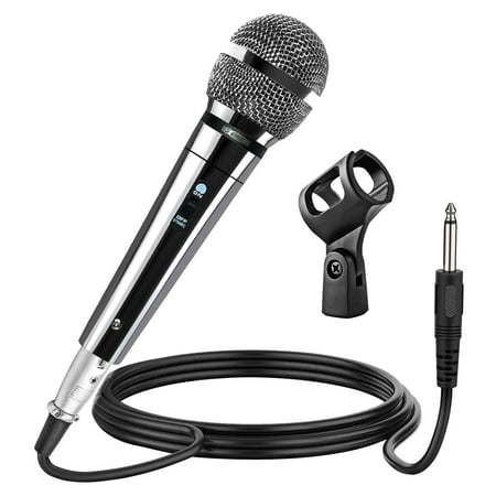 Microphone Dynamic Vocal Handheld Mic Cardioid Unidirectional Microfono w On Off Switch + XLR Audio Cable for Singing Karaoke Public Speaking & Parties - PM 111 CH