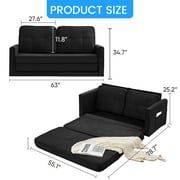 BALUS Queen Size Loveseat Sleeper Sofa, Convertible Futon Sofa with Pull out Bed and Fold out mattress, Corduroy , Black