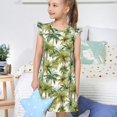 thumbnail image 4 of Fotbe Green Hawaii Palms Vestido de Dormir para Niñas de 3 a 10 Años, Mangas Cortas, Estilo Princesa, Pijama Camisón con Mangas Voladas-Small, 4 of 6