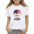 thumbnail image 2 of Amidoa Girls Short Sleeve Graphic Summer Independence Day Crewneck T Shirts Kids Casual Tops White Size 11, 2 of 5