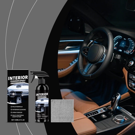 FHBVT Car Interior Cleaning Agent 120ml Leather Seat Foam Wash Waterless Upholstery Cleaner for Seats Headliners Car Surfaces Easy to Use No Rinsing Leaves Interiors Fresh Always.