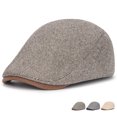thumbnail image 4 of Mgmyaa Men's Herringbone Flat Cap Beret Hat Vintage Newsboy Ivy Cap Classic British Style Pullover Headwear for Outdoor Casual Daily Wear Autumn Winter Accessory, 4 of 7