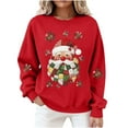 thumbnail image 5 of Women’s Christmas Crewneck Sweatshirt Loose Fit Long Sleeve Holiday Pullover Cute Santa Graphic Top Festive Fall Winter Graphic Tee for Seasonal Celebrations, 5 of 8