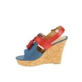 thumbnail image 2 of Forever Young Women's Denim Embellishment Wedges with Contrast Straps, Buckles and Tassels, 2 of 6