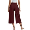 thumbnail image 4 of Summer Savings Clearance! Stamzod Women's Capris Summer Solid Color High Waisted Straight Wide Leg Capri Pants with Pocket Daily Casual Loose Plus Size Capris for Workout Yoga Gym Wine-2 XL, 4 of 7