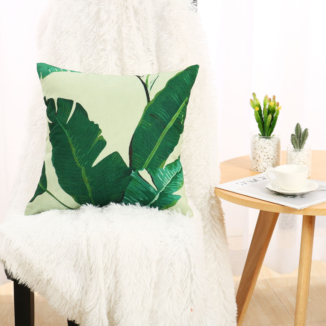 Unique Bargains Leaves Decorative Throw Pillow Cover #2 12"x20" and 18"x18"