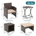 thumbnail image 4 of JOIVI 6 Piece Patio Wicker Furniture Set, Rattan Outdoor Chairs, with Beige Cushioned Ottoman, Resin Nesting Table, Modern Design, Beige & Brown, 4 of 10