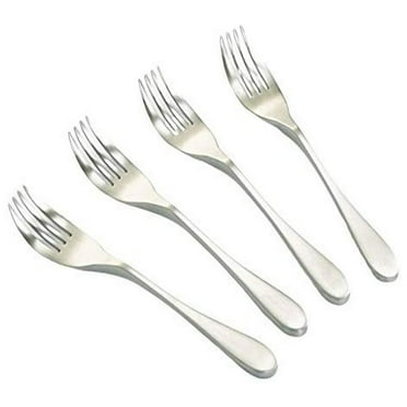 Knork 4 Piece Stainless Steel Dining Silverware Flatware Salad Fork Set, Silver
