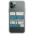 thumbnail image 1 of DistinctInk Clear Shockproof Hybrid Case for iPhone 11 Pro MAX (6.5" Screen) - TPU Bumper Acrylic Back Tempered Glass Screen Protector - God Made Baseball so Football Players Heroes, 1 of 1