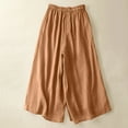 thumbnail image 4 of Karight Linen Pants for Women Cotton Baggy Boho Casual Palazzo Pants Wide Leg Long Lounge Trousers with Pockets Orange, 4 of 4