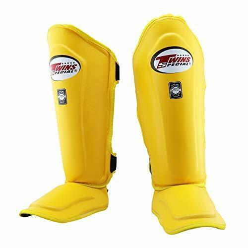 Twins SGL10 Leather Padded Shin Instep Guard Muay Thai Pads Sparring Kick Boxing 