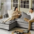 thumbnail image 3 of 142" Oversized 6-Seater Sectional Modular Sofa Couch with Storage and Dual-Layer Cushions Light Gray, 3 of 10