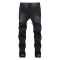 thumbnail image 4 of LilyLLL Mens Ripped Front Washed Jeans Low Waist Slim Fit Denim Pants, 4 of 4