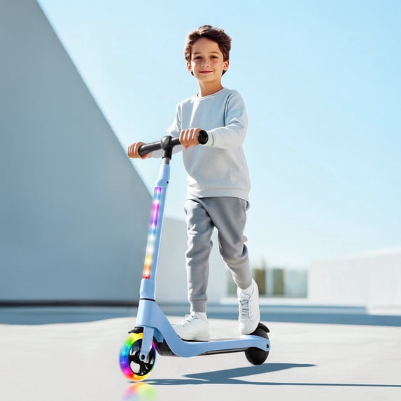Electric Scooter for Kids – 6 MPH Top Speed, Up to 5 Miles Range, 5.3" Solid Tires & Front Light – Adjustable Height Kick Scooter for Ages 6-12