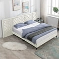 thumbnail image 3 of ZAFLY Upholstered California King Size Bed Frame with Oversized Crystal Button Tufted Headboard,Velvet Platform Damazy Eastern Bed,Wooden Slats Support,No Box Spring Needed,Easy Assembly,Beige, 3 of 9