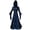 Blue, variant on Witch Costume Women Hooded Gothic Robe Corset Waist Bell Sleeve Maxi Length Damask Print Vampire Cloak Outfit White