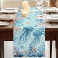 thumbnail image 3 of Table Runners 72 Inches Long Dress Scarves, Coastal Jellyfish Blue Farmhouse Kitchen/Dining Table Runner, Coffee Tablerunners, Summer Beach Nautical Coral Starfish 14x72 Inch, 3 of 9