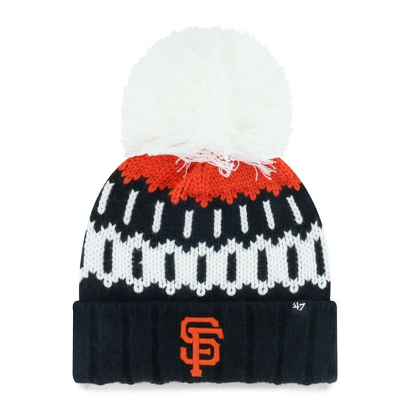 Women's '47  Black San Francisco Giants Felicity Cuffed Knit Hat with Pom