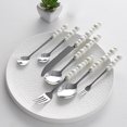thumbnail image 4 of 1set Stainless Steel Cutlery Pearl Handle Fork Knife Spoon Kit for Western Dining Ergonomic Design for Comfort Balance for Home Restaurants, 4 of 6