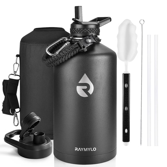 RAYMYLO One Gallon Water Bottle Insulated, Triple Walled Vacuum Stainless Steel (Cold for 48 Hrs), Leak Proof & Non-BPA, Large Wa